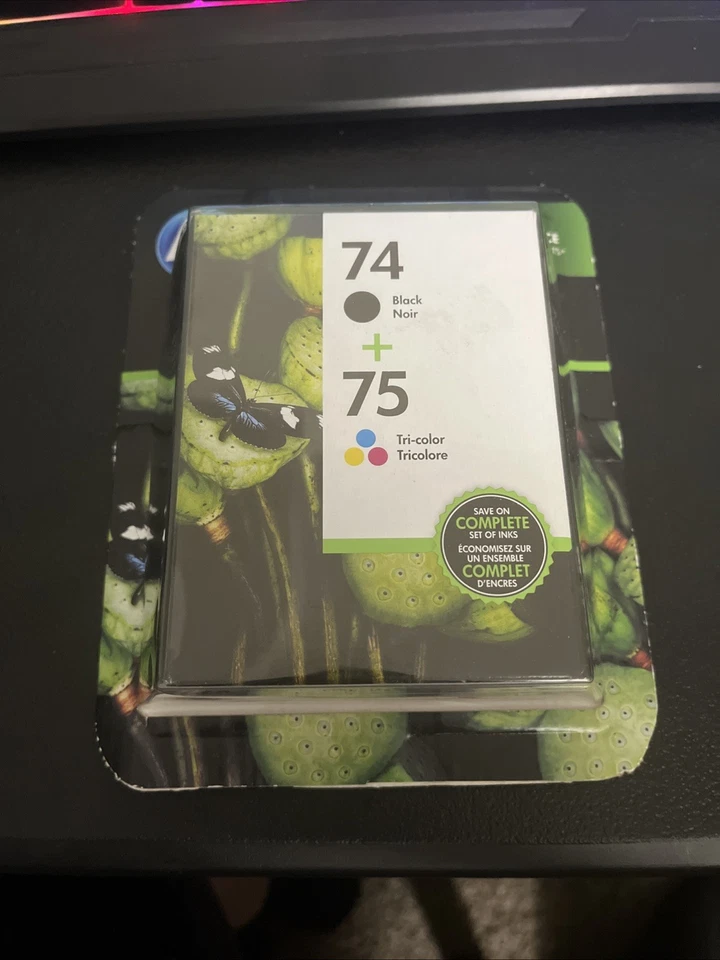 Genuine HP 74 75 Ink Cartridge Combo-for HP C4480 C4580 Printer-OEM INK-Expired - Image 1 of 2