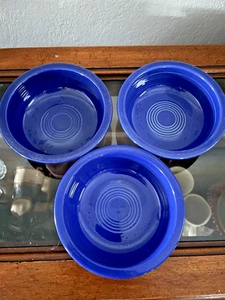 3 Fiesta Bowls 4.75" Fruit Dessert Original Cobalt Blue Homer Laughlin - Picture 1 of 4