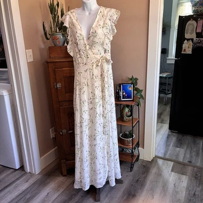 Maxi Vestido Boohoo Floral Envolvente Frente Abierto Para Mujer Talla 12 Playa Preppy Fluido Nuevo Con Etiquetas Foto 1 de 4