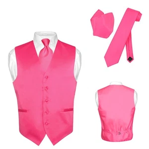 Conjunto de corbata de cuello chaleco de vestir para hombre ROSA FUCSIA para traje esmoquin mediano - Imagen 1 de 4