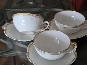 3 juegos de tazas y platillos Schleiger 304/418 Haviland Limoges demitasse Double Gold - Imagen 1 de 10