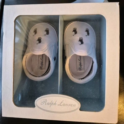 NUEVO EN CAJA Ralph Lauren Layette Zapatos de Bebé Pony Allover Bal Harbour 0-3 M talla 1 Foto 1 de 4