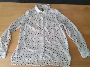H&M Bluse M/40 Edel Elegant langarm weiß/Schwarz Herz Herzen Party - Bild 1 von 11
