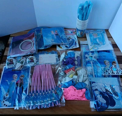 388 piezas 16 porciones congeladas suministros de fiesta de cumpleaños decoraciones vajilla Elsa Foto 1 de 4