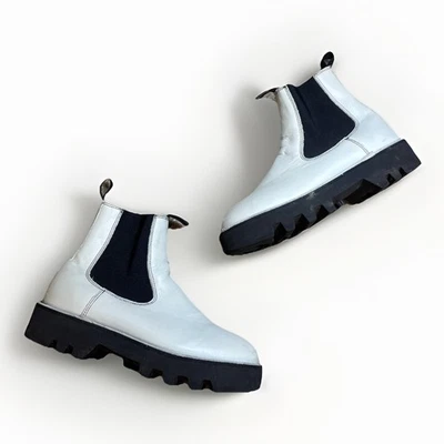 Sofie D'Hoore Fabulosas Botas Chelsea Cuero Napa Blanco Talla 8.5 EE. UU. Foto 1 de 4
