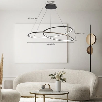 Modern LED Art Chandelier Dining Room Ceiling Pendant Hanging Light Dimmable Foto 1 de 4