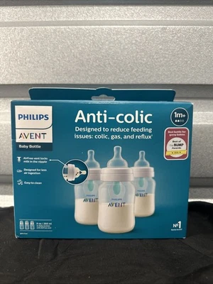 Avent Philips Baby натуральные бутылочки анти-колики вентиляционный сосок 9 унций (упаковка из 3) новый - Изображение 1 из 4