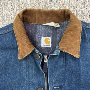 Giacca Carhartt vintage uomo taglia 40 blu denim camionista coperta foderata 8BWJP - Foto 1 di 15