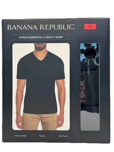 Banana Republic V-Ausschnitt T-Shirts, Herren Medium, 3er Pack schwarz ohne Etikett Shirts - Bild 1 von 2