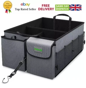 CAR BOOT ORGANISER Heavy duty Foldable Large tidy storage bag box Travel Vehicle - Picture 1 of 9