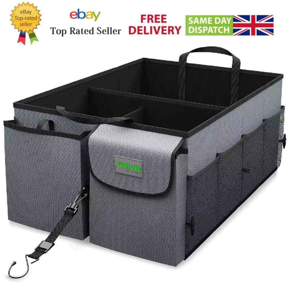 CAR BOOT ORGANISER Heavy duty Foldable Large tidy storage bag box Travel Vehicle - Image 1 of 4