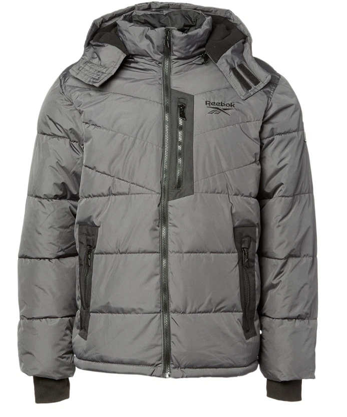 Chaqueta acolchada con capucha de peso pesado Reebok para hombre color carbón, XXL, NUEVA CON ETIQUETAS Foto 1 de 1