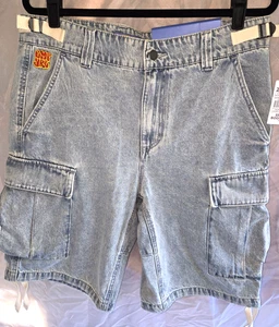 Pantalones Cortos Empyre Relajados Sueltos Para Hombre Lavado Ligero Denim Bolsillos Carga Talla 32 Nuevos con Etiquetas - Imagen 1 de 12