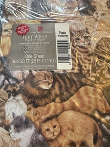 Vintage  Cat Gift Wrap American Greetings Cat Parent. 8.33 Square Feet - Picture 1 of 8