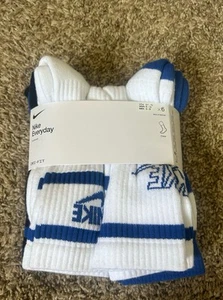Nike Dri Fit gepolsterte Socken CK7302-903 Crew WEISS blau 6er-Pack Damen Herren Jugend - Bild 1 von 4