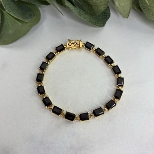 Vintage Seta Tennisarmband goldfarben Faux Rauchquarz - Bild 1 von 12