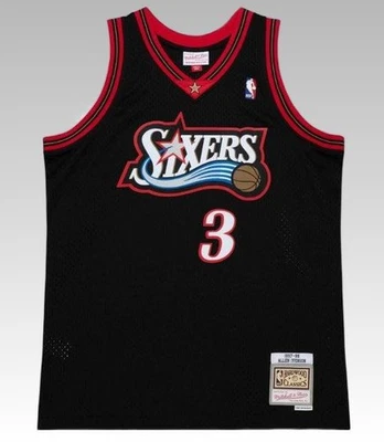 Camiseta deportiva para hombre Allen Iverson 76ers 1997-98 negra retro Swingman Foto 1 de 2