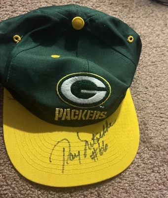 Gorra de fútbol americano firmada por Ray Nitschke de los Packers Green Bay número 66 equipo NFL Foto 1 de 4