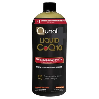 Qunol Líquido CoQ10 Super Absorción Suplemento Natural Naranja Piña 30.4oz Foto 1 de 3