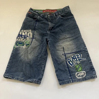 Pantalones Cortos Ecko Unltd JUVENTUD 18 Denim Streetwear Graffiti Rinoceronte Bordados PANTALONES CORTOS 30" Foto 1 de 4