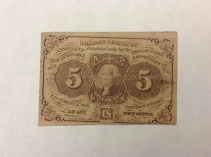 FR 1230 5 CENTS FIRST ISSUE FRACTIONAL CURRENCY NOTE - WITH ABC MONOGRAM cd - Picture 1 of 2