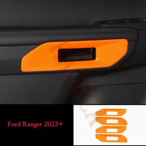 Auto Interior Door Handle Frame Cover Trim For Ford Ranger 2023-2024 ABS Orange - Picture 1 of 10