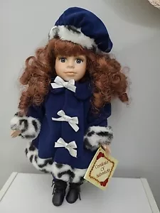 Muñeca de Invierno Abrigo Azul Blanco Plata 13" Elección de Coleccionista Bisque Porcelana Muñeca - Imagen 1 de 12