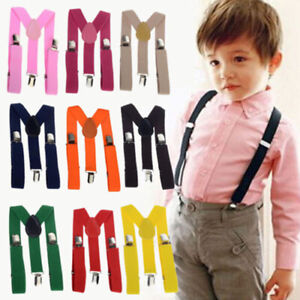 Kid Boy Girl Adjustable Pants Overall Clip-on Y-back Suspender Brace Strap Belt