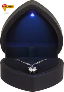Heart Shaped LED Pendant Necklace Box, Jewelry Gift Boxes (Black) - Picture 1 of 5