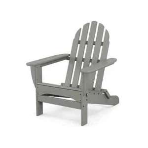 Classic Slate Grey Plastic Patio Adirondack Chair - Picture 1 of 8