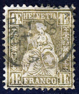 SCHWEIZ 1864 1 Franken Gold sitzende Helvetia SG 60a ss - Bild 1 von 2