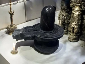 24"Lx14"H Pure Black Marble Shivling Hand-crafted Religious Gift for Anyone Deco - Picture 1 of 8