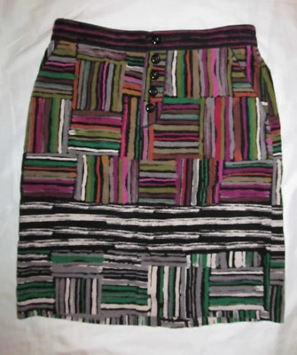 Saia de veludo ODILLE ANTHROPOLOGIE SPECTRUM MAP geométrica mod estampa midcentury 6 - Imagem 1 de 4