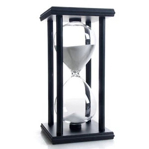 45 Minutes Hourglass Sand Timer, Black Frame Sand Clock 45 min White Sand - Picture 1 of 3