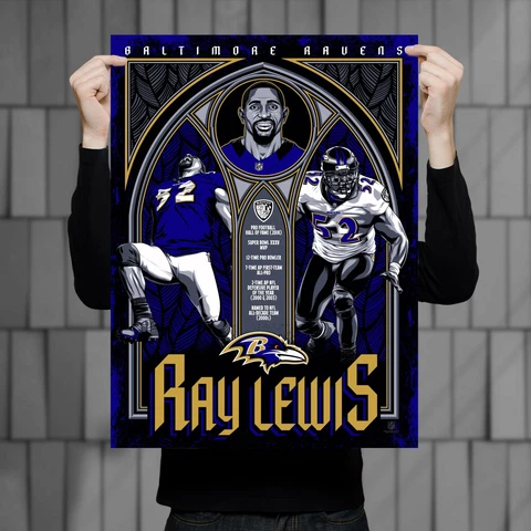 Phenom Gallery Baltimore Ravens Ray Lewis 18" x 24" Serigraph Cover