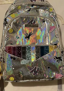 Girls Justice Brand Backpack silver glittery 80’s t pencil case see pics - Picture 1 of 7
