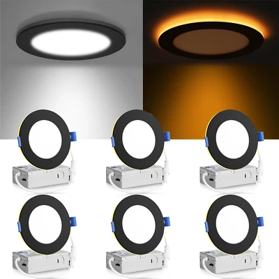 6 Pack 4 Inch 5CCT LED Recessed Ceiling Light with Night Light, 2700K/3000K/3500 - Image 1 of 4