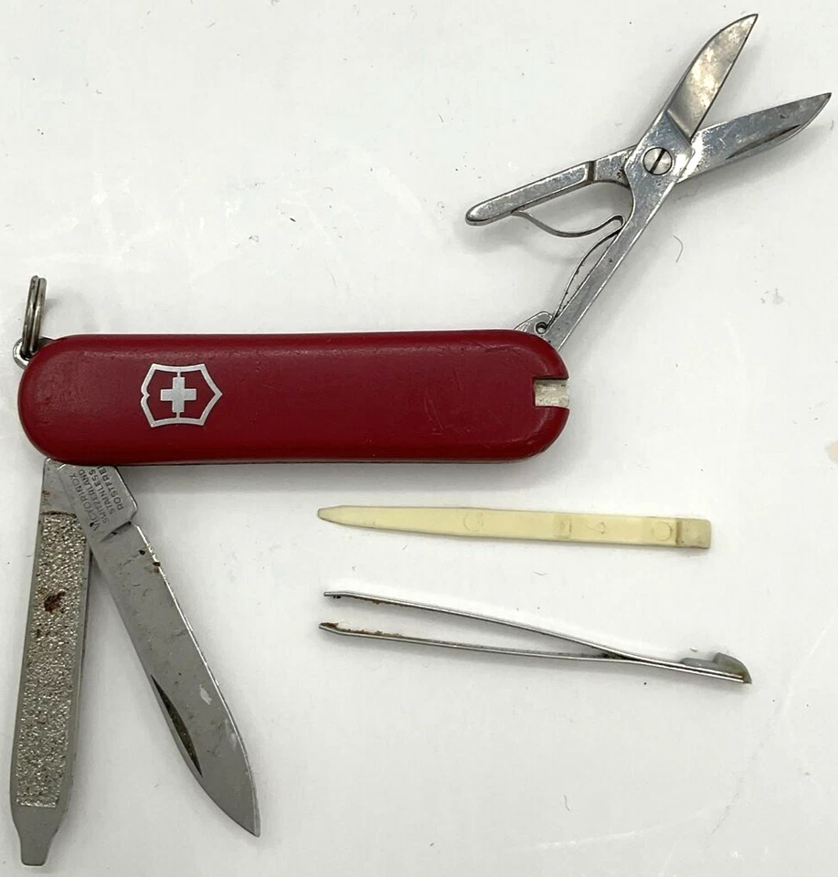 Small Swiss Army Utility Pocketknife Key Ring Tweezer Toothpick Scissors File - Image 1 of 3