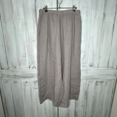 PANTALONES MUJER BRYN WALKER GRIS 100% LINO PIERNA ANCHA CASBAH RECORTADOS LAGENLOOK XL Foto 1 de 4