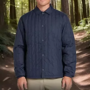 VRST Quilted Shirt Jacket Mens Size M Navy Snap Close Thermolite Windbreaker NEW - Picture 1 of 9
