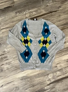 Lane Bryant Argyle Diamond Cardigan Sweater Gray Size 18/20 Fall Winter Nice - Picture 1 of 4