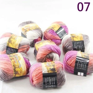 SALE 8 Skeins x 50gr NEW Chunky Colorful Hand Knitting Wool Yarn 807 Brown Orang - Picture 1 of 24