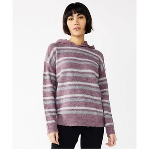 New Nine West Womans XXL Sweater Stripes Pullover Hooded Maroon Sequin NWT - Picture 1 of 10