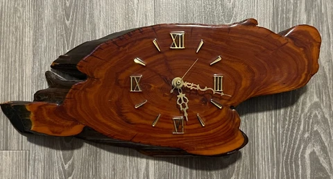 Vintage Natural Live Edge Lacquered Wood Slab Clock Handcrafted - Ships Free! Cover