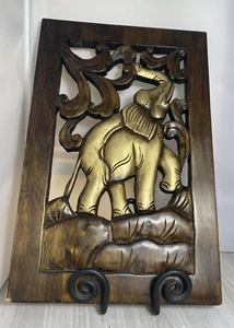 Handgeschnitzter Elefant Teakholz Wandbild - Bild 1 von 24