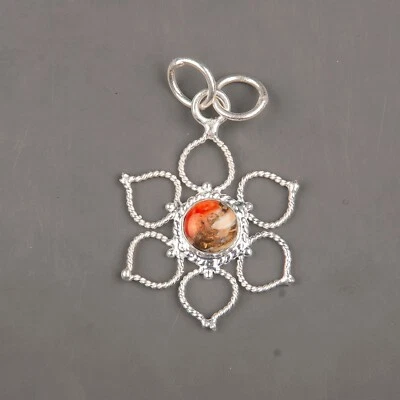 Colgante de plata de ley 925 con piedras preciosas turquesa cobre natural joyería hecha a mano Foto 1 de 4