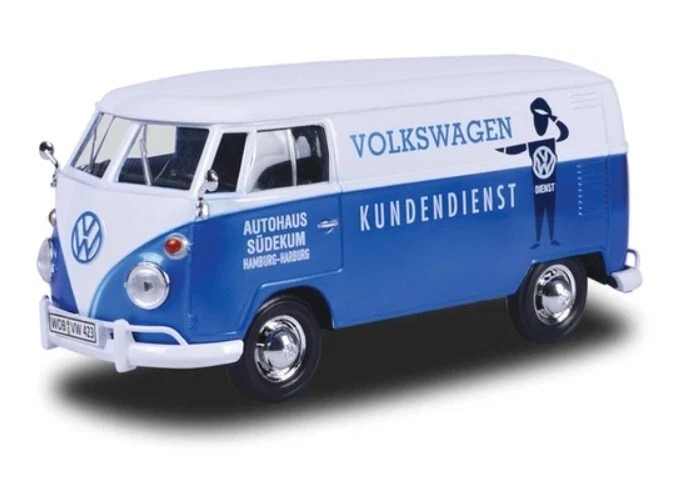 Volkswagen T1 Furgone 1/24 Blu E Bianco Volkswagen Kundendienst - Motormax 79573 - Immagine 1 di 1