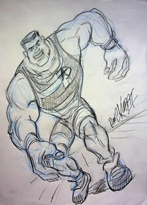 ProStars 1991 SIGNED DAN KUBAT Hand Drawn Character DIC Art NBA NFL NHL - Picture 1 of 2