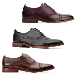 Mens Base London Brogues Cast Waxy Washed Leather Oxford Formal Shoes UK6-12 - Picture 1 of 15