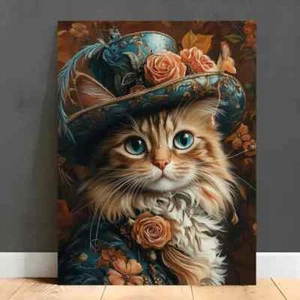 Elegant Victorian Cat Wall Art  Canvas Unframed/Framed - Picture 1 of 7